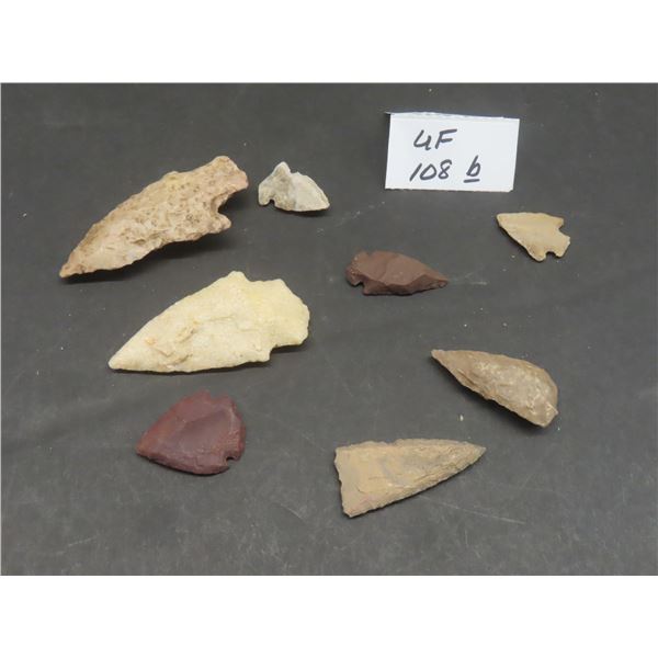 8 Arrowheads, Largest 2 3/4" x 1 1/2"