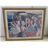 Image 2 : 2 Framed Pictures: Dogs Playing Pool, 17" x 21"