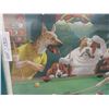 Image 7 : 2 Framed Pictures: Dogs Playing Pool, 17" x 21"