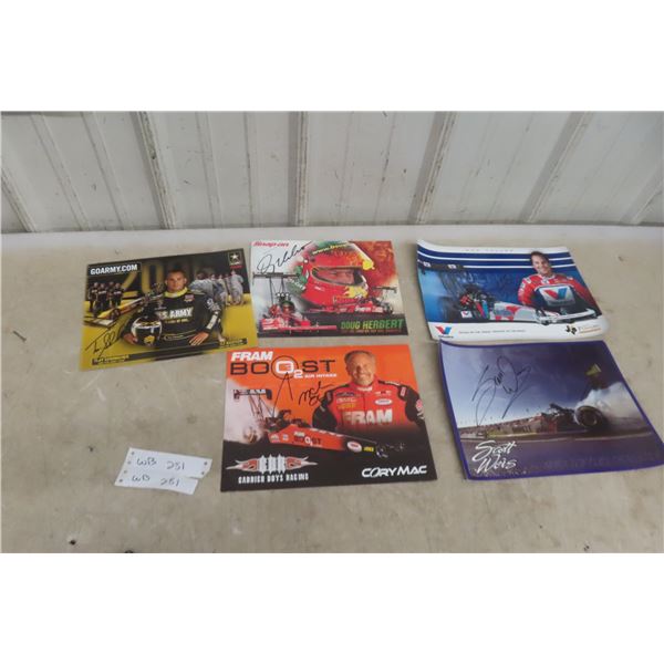 5 Rare Autographed NHRA Dragster Driver Handouts: Cory Mac, Doug Herbert, Tony Schumacher, Scott We