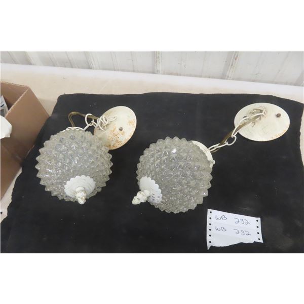 2 MCM Light Fixtures, Matching Pair, with Chain and Mounting Brackets