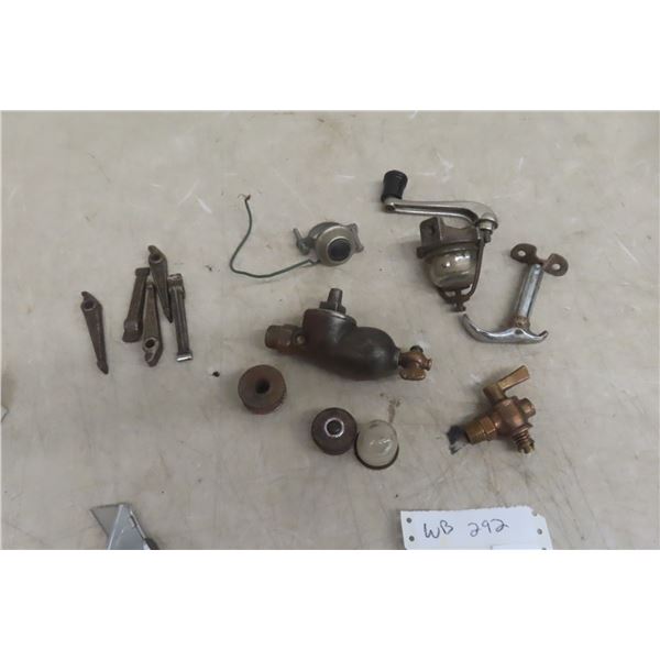 Antique Model A/T Car Parts: Sediment Bulb Assembly, Glass Sediment Bowls, Handles, Hood Latch, Sta
