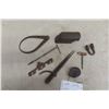 Image 1 : Antique Carpenters Tools: Wrightsville No.7 Planer, Tape Line, Hand Drill, Clevis, Outside Caliper,