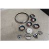 Image 1 : Vintage Car Emblem Lot: 5 Buick Tri-Shield Wheel Caps, 1955 Ford V8 Fender Emblem, 1977-80 Dodge Cu