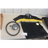Image 1 : Vintage Snowmobile Lot: Arctic Cat Speedo, Belt, and Men's Large Bombardier BRP Short Sleeve Shirt