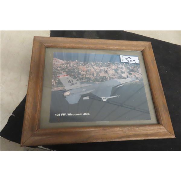 Original Framed Photo of F-16 Fighting Falcon Jet, 128th Fighter Wing, Wisconsin Air National Guard
