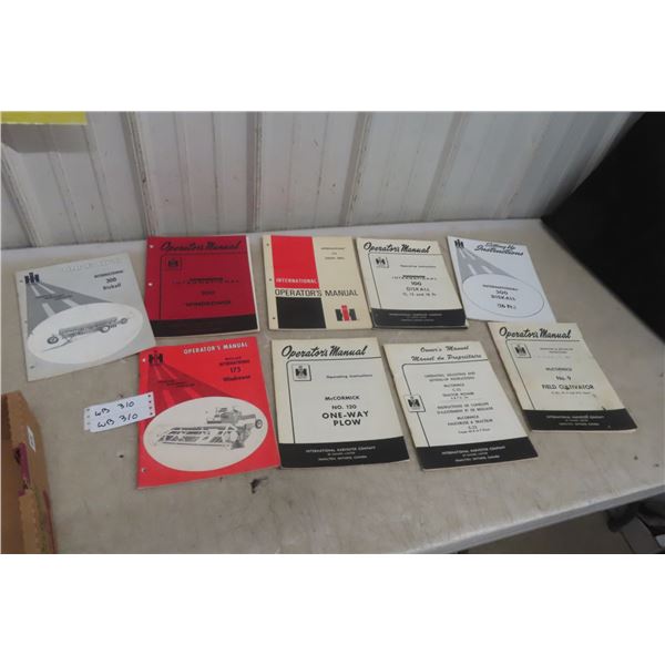 11 Vintage IHC Manuals: Diskalls, Press Drill, Windrowers, Grain Drill, Mower, Cultivator, and Plan