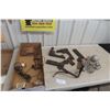 Image 1 : Antique Hardware: Clamp-On Light, Lighting Rod Ball, Furniture Parts, Screws, Buggy Step, and Wire