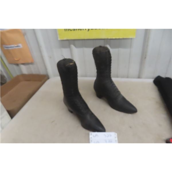 2 Rare Victorian Canadian Lace-Up Boots, Old General Store Displays