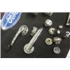 Image 6 : Vintage Car/Truck Parts Lot: 3 Light Markers, 3 Window and Door Handles, Radio Knobs, 4 Door Lock K