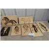 Image 1 : 7 Wood Burned and Crafted Risqué Wall Art Hanging Pictures
