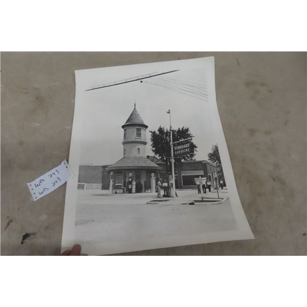 Antique Standard Gasoline Motor Oil Service Station Black and White Picture on Thick Paper, "