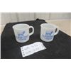 Image 1 : 2 Rare 1950s Milk Glass Coffee Mugs from N. & J. Bulk Milk Service, St. Claude, Manitoba