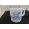 Image 2 : 2 Rare 1950s Milk Glass Coffee Mugs from N. & J. Bulk Milk Service, St. Claude, Manitoba
