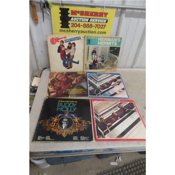 6 Records: Buddy Holly, Beatles, Monkees, Herman's Hermits