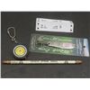 Image 1 : Coop Ukrainian Farmer Petroleum Fishing Lure (Factory Sealed), Polish Tape Measure, and "There's No