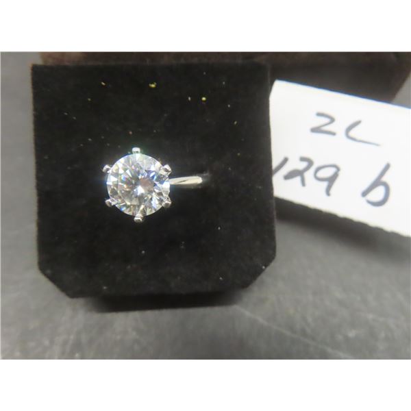 Stamped Sterling Silver 6-Prong Round Cut Moissanite Stone with Appraisal