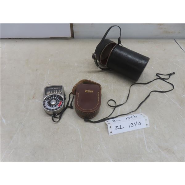 Western Universal Exposure Meter with Case and Lens Case