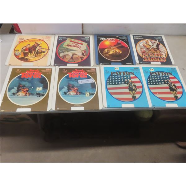 8 RCA SelectaVision Video Discs: Up in Smoke, Old Yeller, Pink Floyd, Blazing Saddles, Tora Tora To