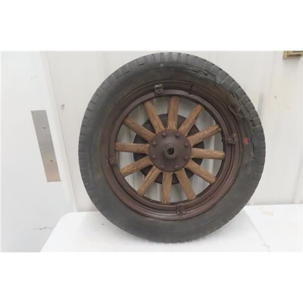 Old Truck Wood Spoked Rim and Tire