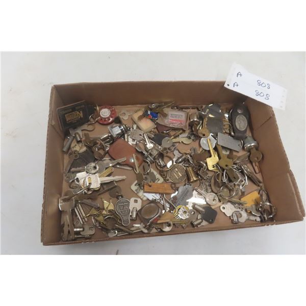 Box of Keys + Key Chain; Some Skeleton Keys