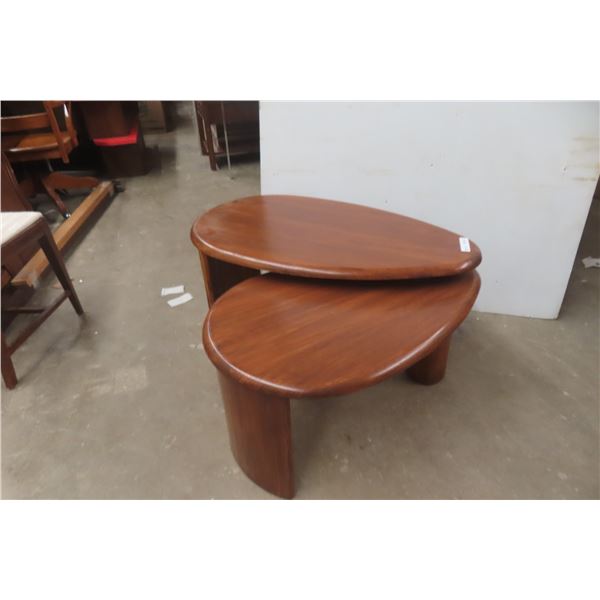 Funky Nesting Swing Out End Table - 19" x 36" x 21", MCM