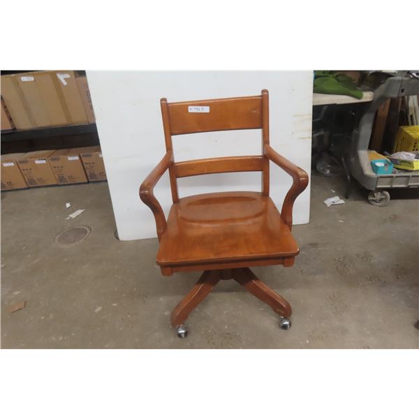 Rolling Wood Swivel Office Chair