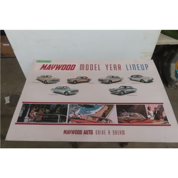 Maywood Model Year Line-Up 1964 Cars, 35½" x 23", Dealership Display