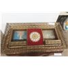 Image 1 : Fancy Brass-Framed Religious Picture / Clock