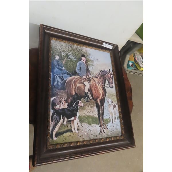 Foxhunt Picture in Antique Frame, 29" x 33"