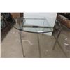 Image 1 : Modern Glass-Top Chrome-Legged Funky Table