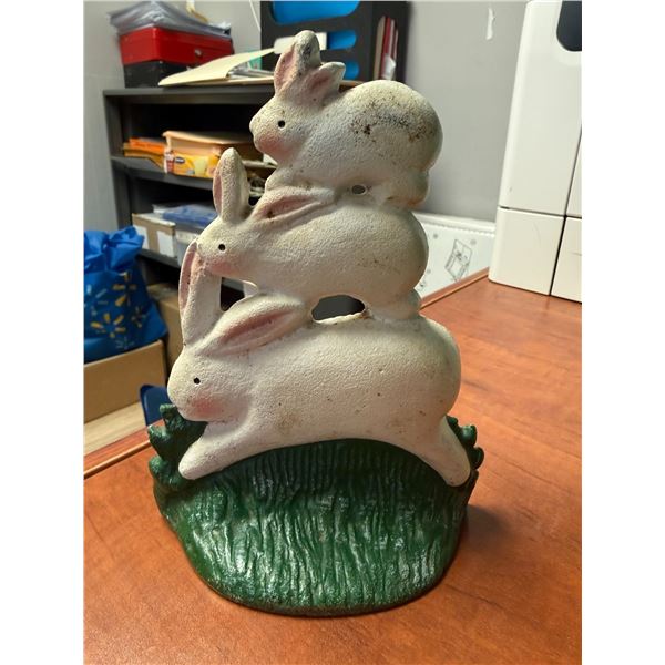 Cast Iron Bunny Rabbits Door Stop