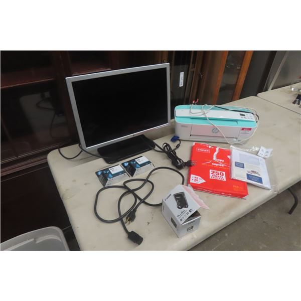 Dell Computer Monitor; HP Printer Plus