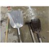 Image 8 : Hand Tools Lot: Shovels, Rakes, Push Broom, Hoe, Sledge Hammer, Pick Axe – all in a Bin