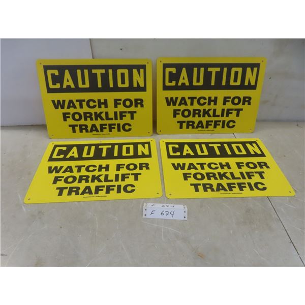 4 Plastic Caution "Watch for Forklift", 10" x 14"
