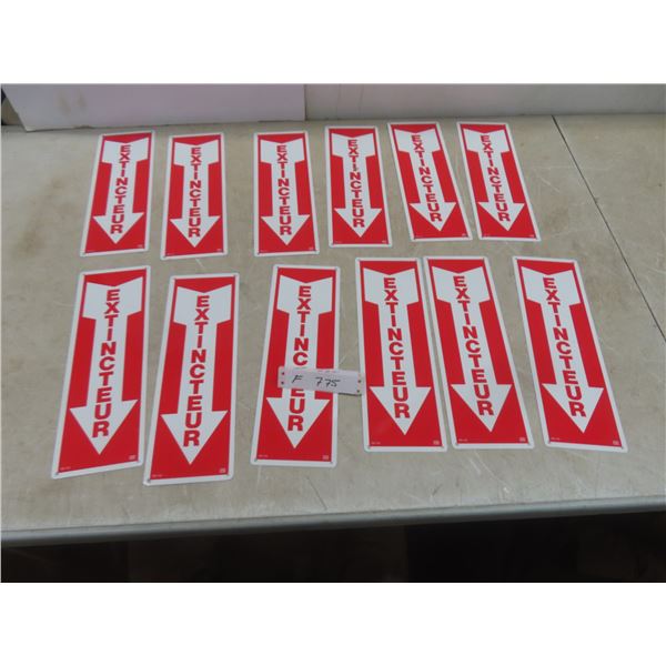 Sign, Aluminum French "Extincteur" w/Arrow, 4" x 12"