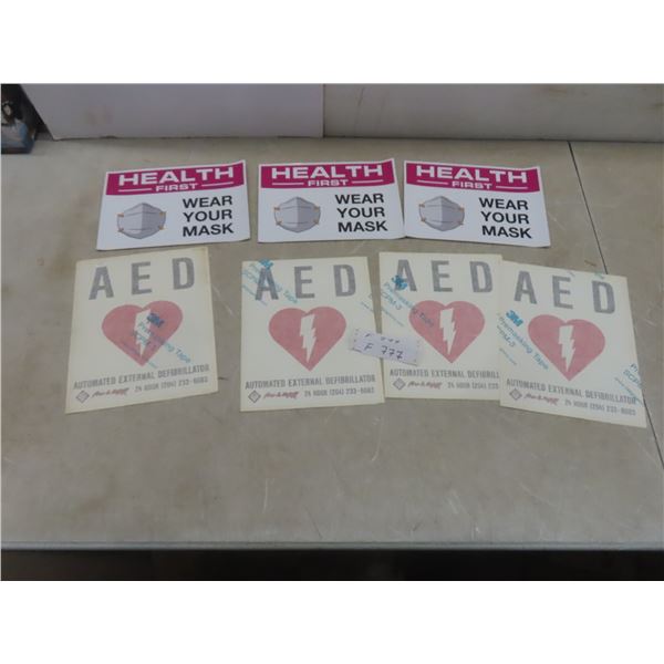 Decal Sign "Health First / Wear Your Mask", 10" x 7", Adhesive AED 8" x 10" Premasked
