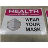 Image 2 : Decal Sign "Health First / Wear Your Mask", 10" x 7", Adhesive AED 8" x 10" Premasked