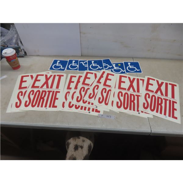 Sign, Plastic Exit Bilingual 14" x 10" Glow Adhesive and Handicap Symbol, 5.5" x 6"