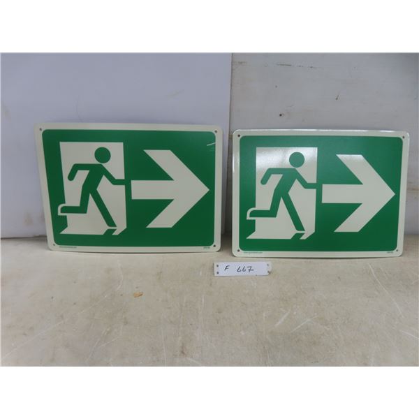 Sign, Plastic Exit w/Running Man & Right Arrow, Photo-Luminescent, 10" x 14"