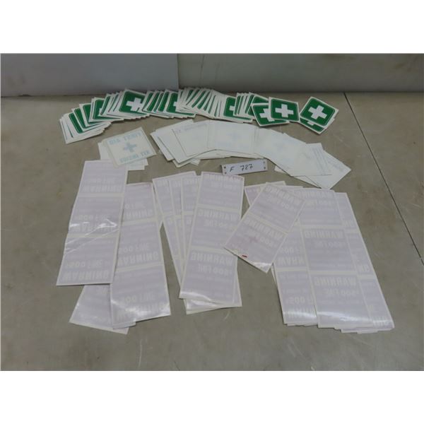 Adhesive Signs: White Cross on Green Qty 44; First Aid Kit Qty 41; Tampering Warning Qty 50