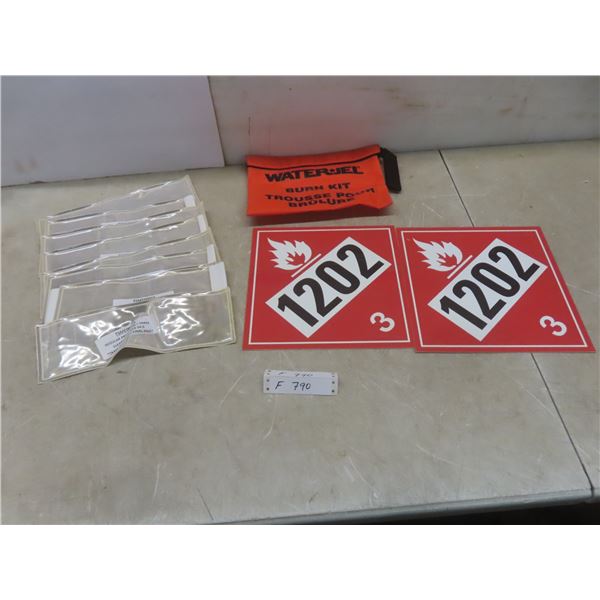 Silver Reflective Strips Qty 9; Orange Burn Kit Bag Qty 1; Flammable Liquid Placard Qty 2
