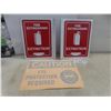 Image 1 : Fire Ext. Bilingual Plastic Signs Qty 2; Caution Eye Protection Required Sign Qty 1