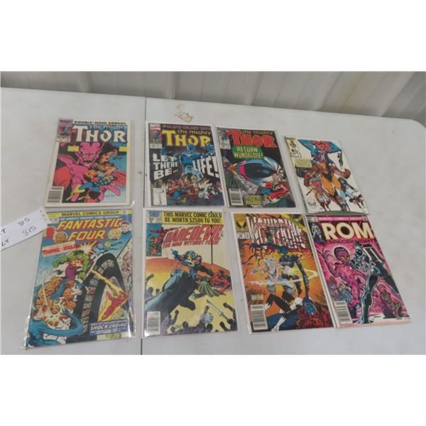 Marvel Comic Books Featuring Thor, Fantastic Four, and Daredevil