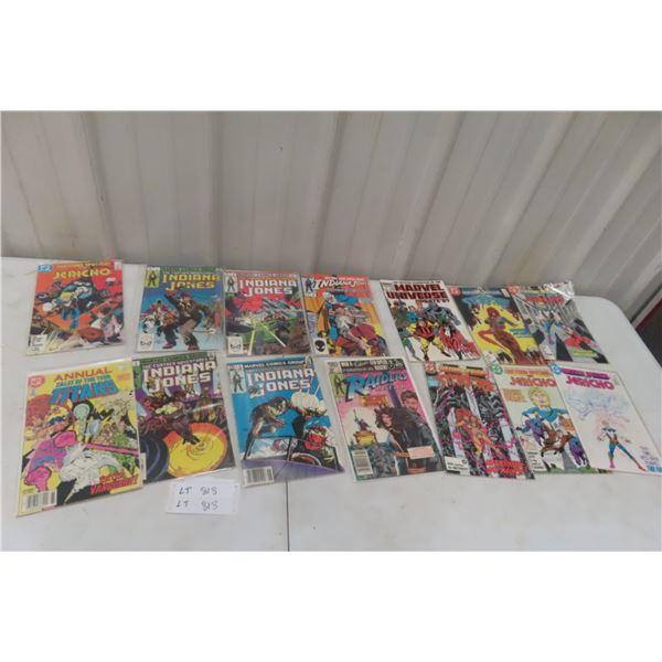 Comic Books Including Indiana Jones, Teen Titans, and Marvel Universe