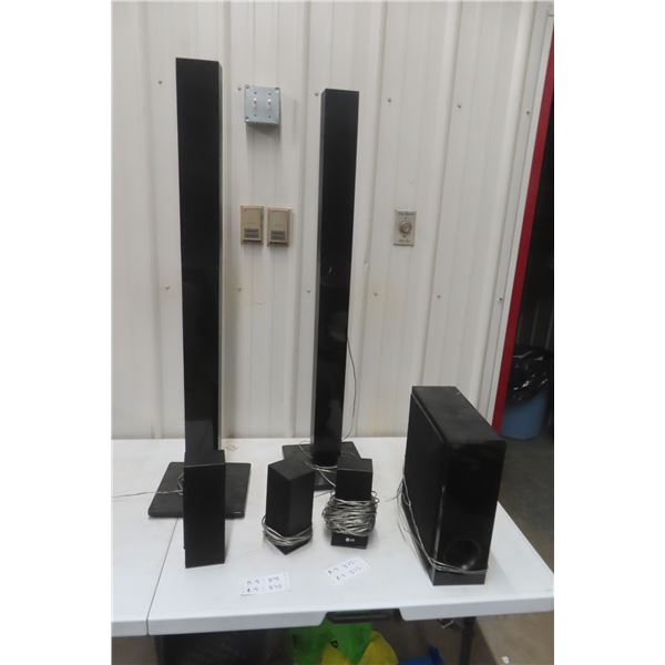 LG Speaker System with Subwoofer and Surround Sound Speakers