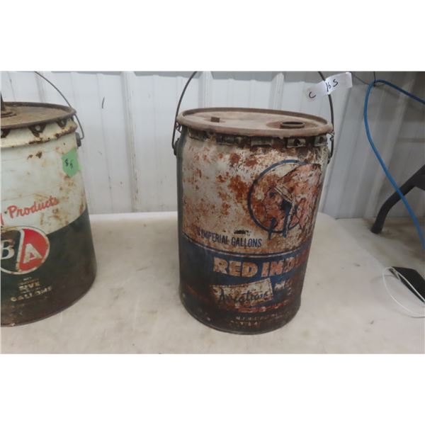 Red Indian Oil Drum with Imperial Gallons Marking