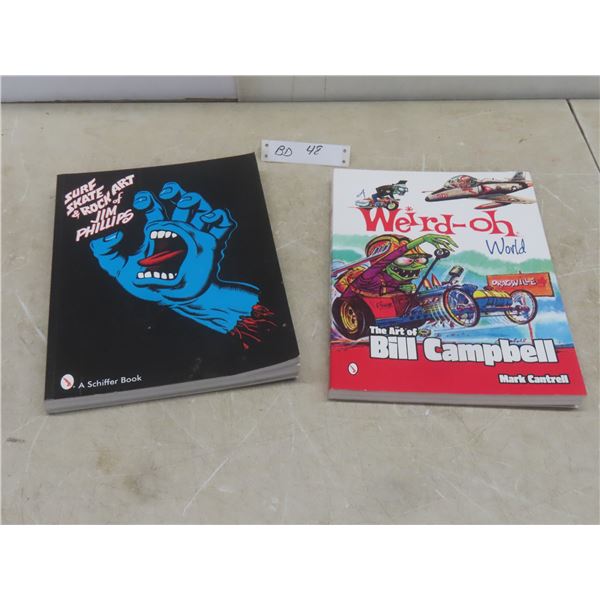 Vintage Drag Racing, Surf, Skateboard and Rock Art Books by Jim Phillips and Bill Campbell -