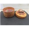 Image 2 : Vintage First Nations Birchbark Lidded Basket - Unusual Scalloped Base - Exc. Cond. 7" Diameter, 6"
