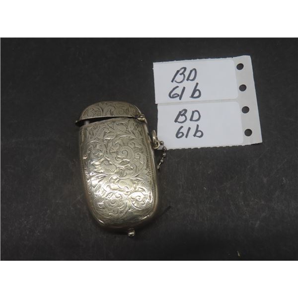 Antique Match Safe and Coin Holder with Bone Toothpick and Stick Lighter - Unusual